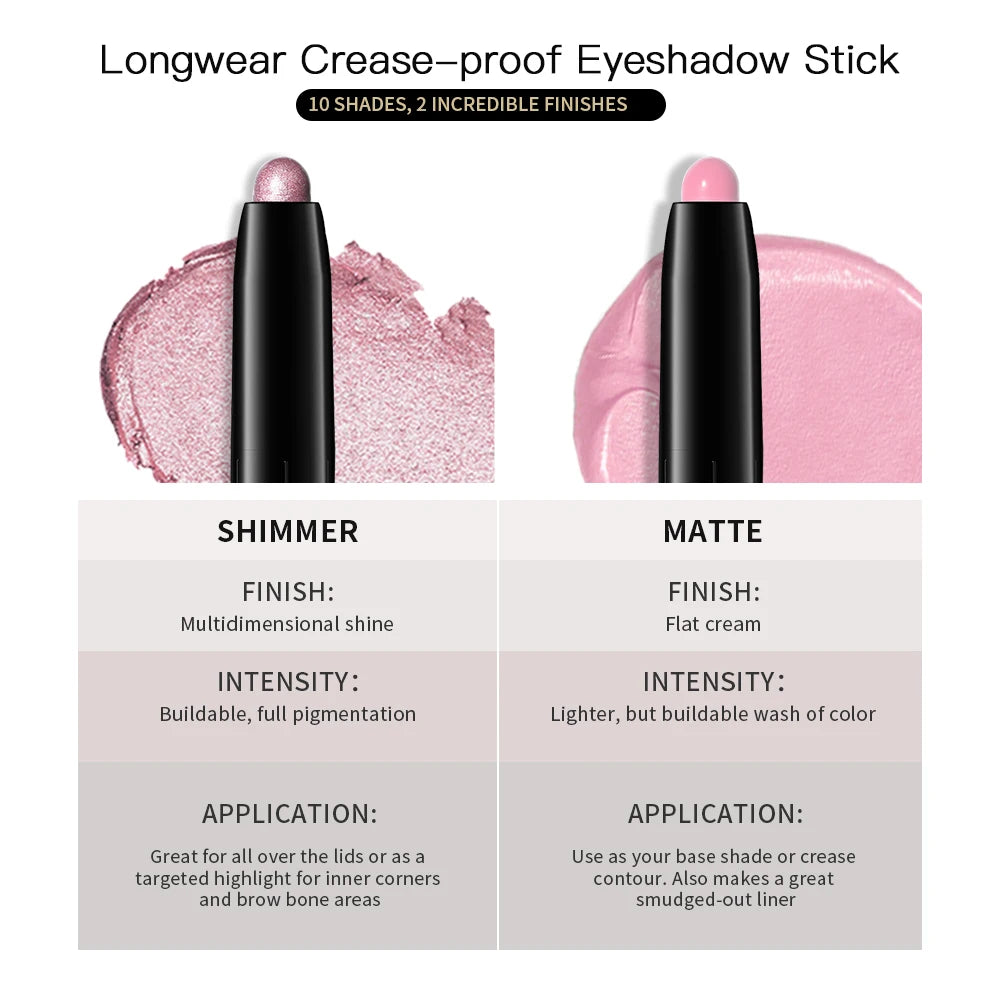 12 Colors Eyeshadow Pencil Stick Shimmer And Matte Waterproof Metallic Glitter Eye Shadow Highlighter Pencil Eyeshadow Cosmetics Oasis Select