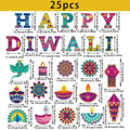 25PCS Indian Diwali Theme Party Decoration DIY HAPPY DIWALI Paper Chalkboard Decoration Card Stickers Oasis Select Colorful