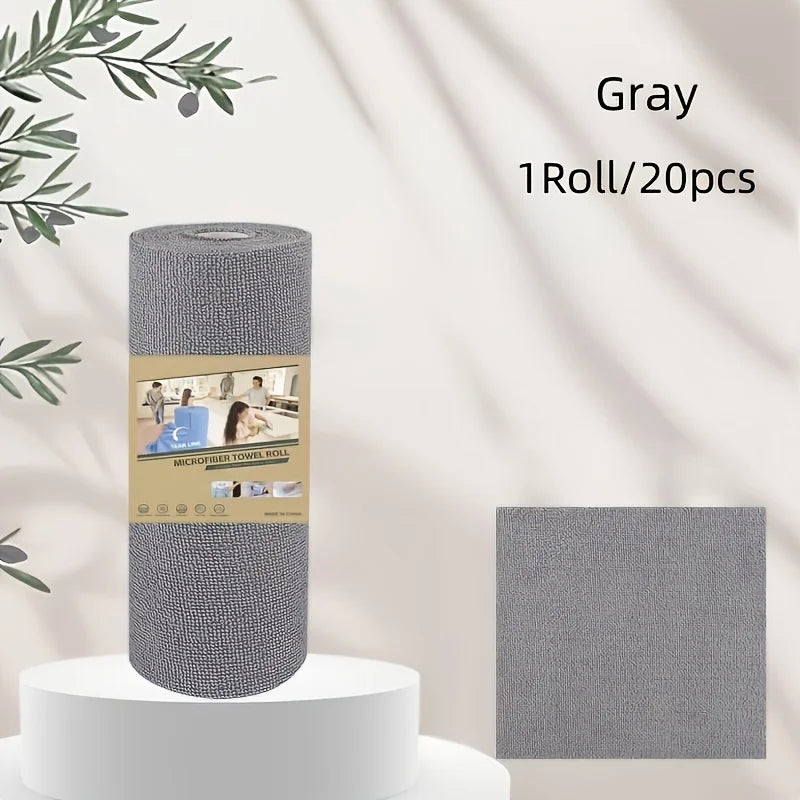 4M Reusable Kitchen Dish Cloth Roll Washable Cleaning Wipes Paper Towel Alternative Absorbent Rag for Living Room Bedroom Oasis Select 1 roll grey