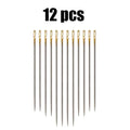 12/24/36pcs Self-Threading Sewing Needles Stainless Steel Quick Blind Threading Needle Stitching Pins DIY Punch Needle Threader Oasis Select 12pcs