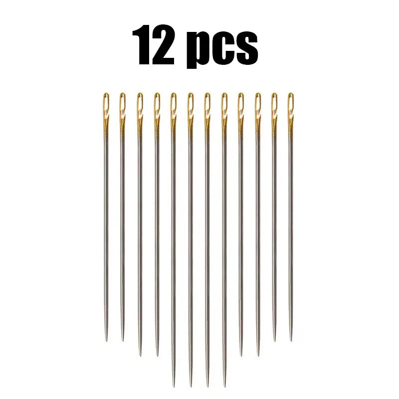 12/24/36pcs Self-Threading Sewing Needles Stainless Steel Quick Blind Threading Needle Stitching Pins DIY Punch Needle Threader Oasis Select 12pcs