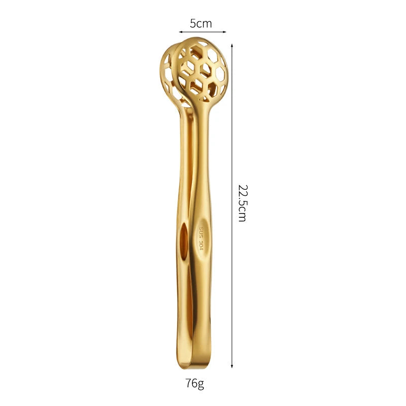 Cat Design Stainless Steel Grill Tongs Heavy Duty Kitchen Food Tongs for Outdoor Cooking Small Appliances Oasis Select Gold Spherical