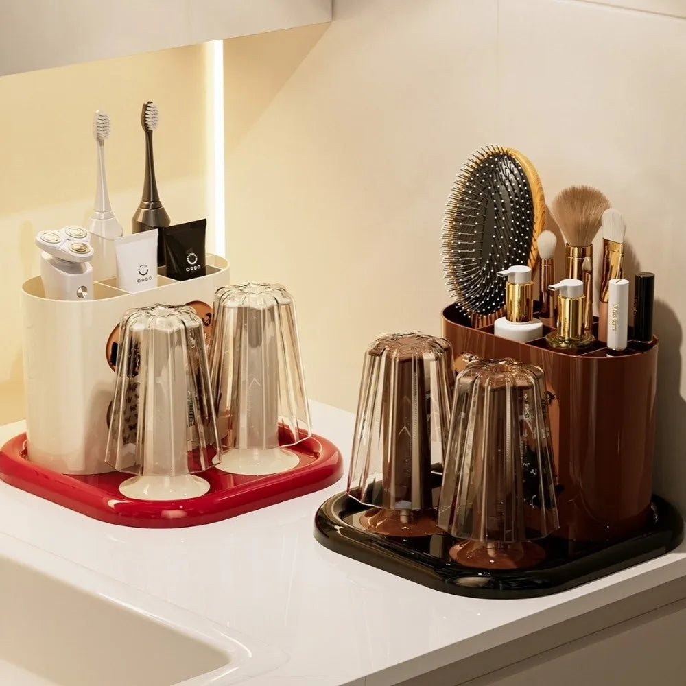 Retro Toothbrush And Toothpaste Holder Classical No-Slip Base Toothbrush Rack All-in-One Durable Toiletry Storage Box Oasis Select
