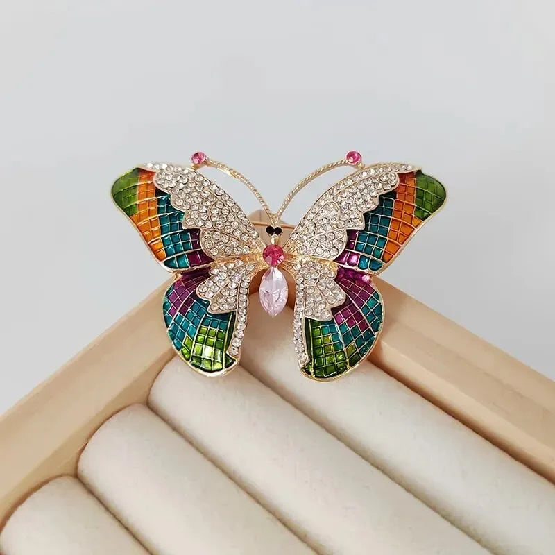 Trendy Multicolour Alloy Butterfly Brooches For Women Metal Crystal Insect Brooch Party Birthday Winter Jewelry Oasis Select A Black Green