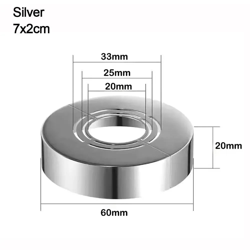 Water Pipe Connector Adjustable Wall Covers Shower Faucet Decorative Cover Casette Heighten Valve Panel Kitchen Tap Accessories Oasis Select silver-7x2cm