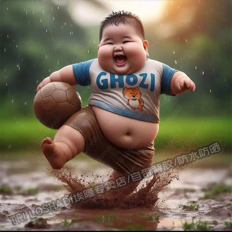 Mud Kickball Baby Sticker Wall Decoration Personality Creative Cute Man Treasure Sticker Electric Car Waterproof Sticker Oasis Select TG4805 50cm