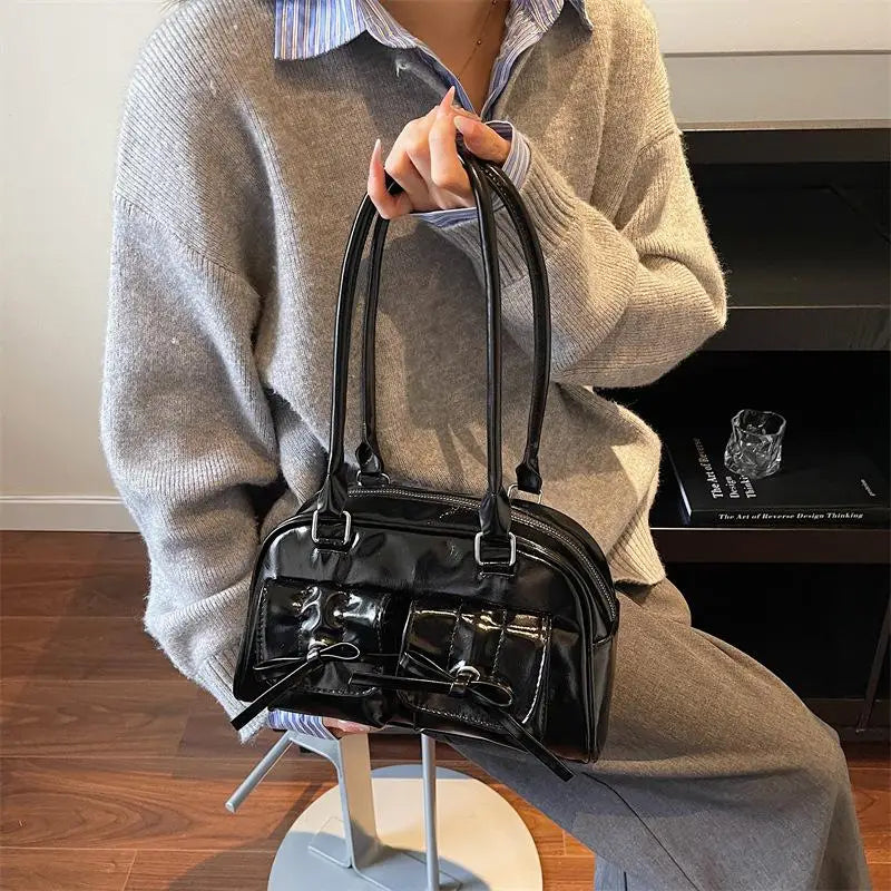 Vintage PU Leather Shoulder Tote Bag | Large Women's Handbag