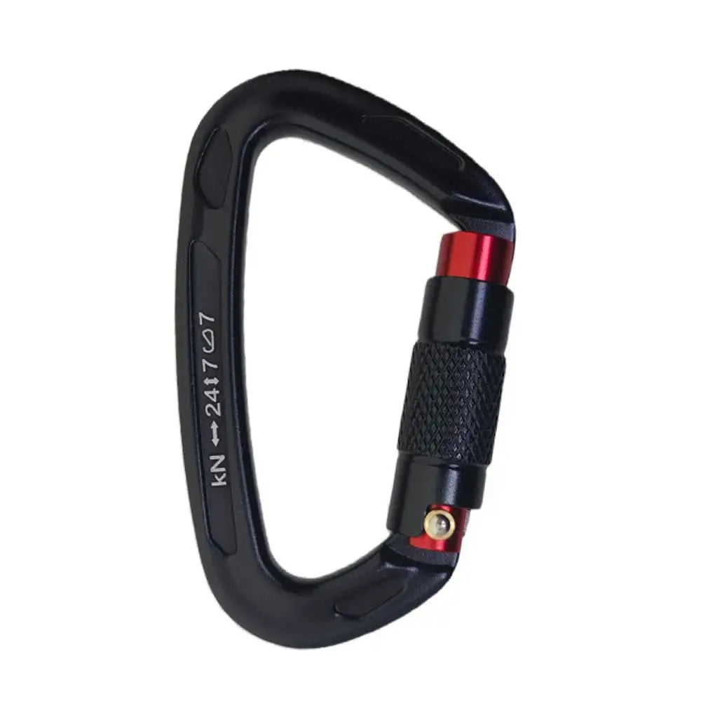 24KN Auto Locking Gate Carabiner Outdoor D-ring Buckle Climbing Rappelling Rigging Hammocks Locking Clip Oasis Select Black Red 1