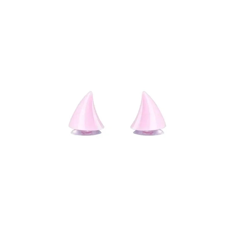 Motorcycle Helmet Cute Corner Rubber Horn Decoration Motocross Full Face Off Road Helmet Decoration Moto Car Accessories Oasis Select Pink-1set