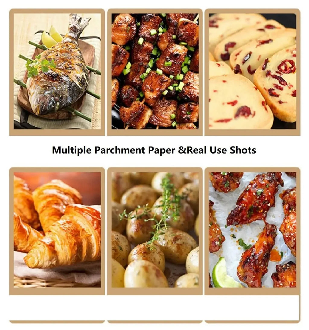 Parchment Paper Baking Sheets, Non-Stick Precut Baking Parchment, for Baking Grilling Air Fryer Steaming Bread Cup Cake Cookie Oasis Select