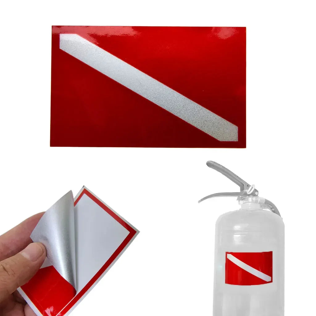 5PC Scuba Diver Flag Sticker Diver Down Flag Decal Weatherproof UV Resistant Vinyl Diving Sticker for Tanks Cars Laptops Bottles Oasis Select