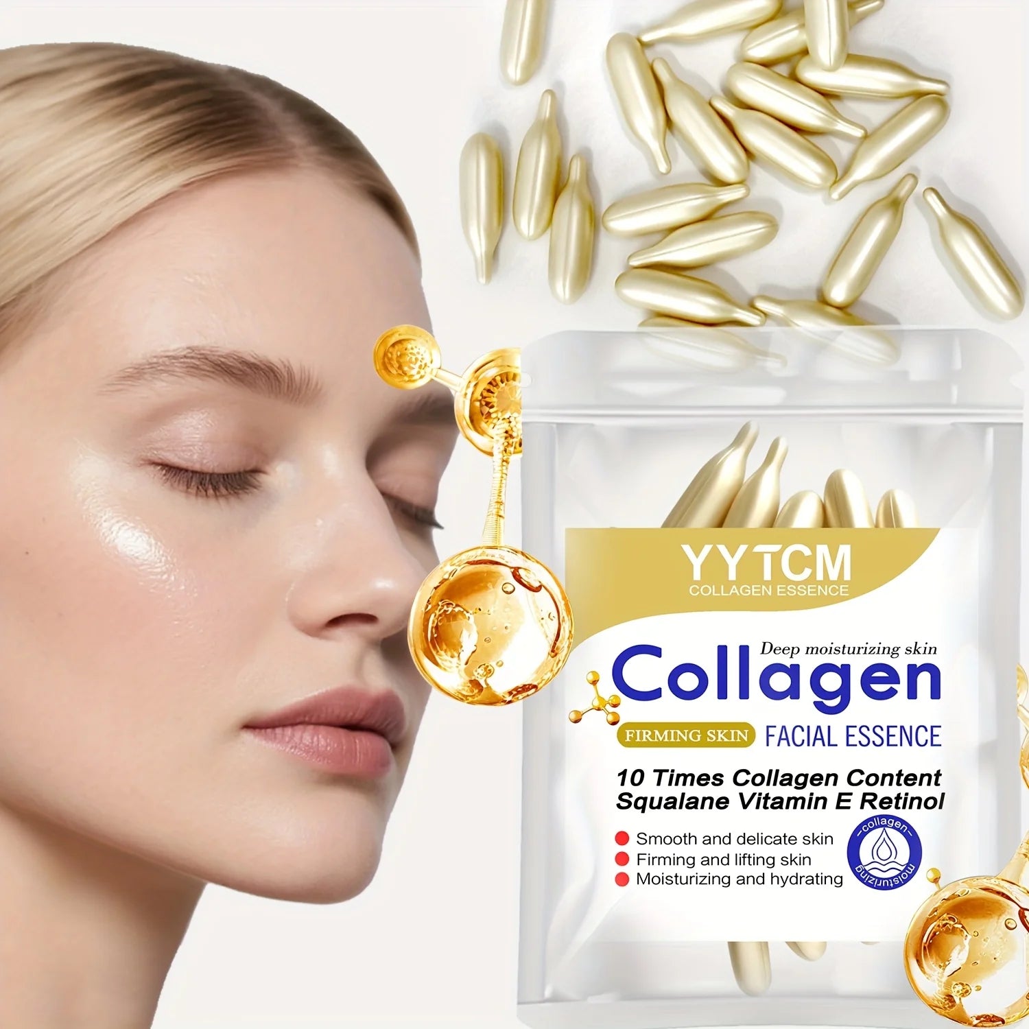 Collagen Firming Capsule Essence – Squalane, Retinol & Vitamin E Face Serum Capsules Oasis Select
