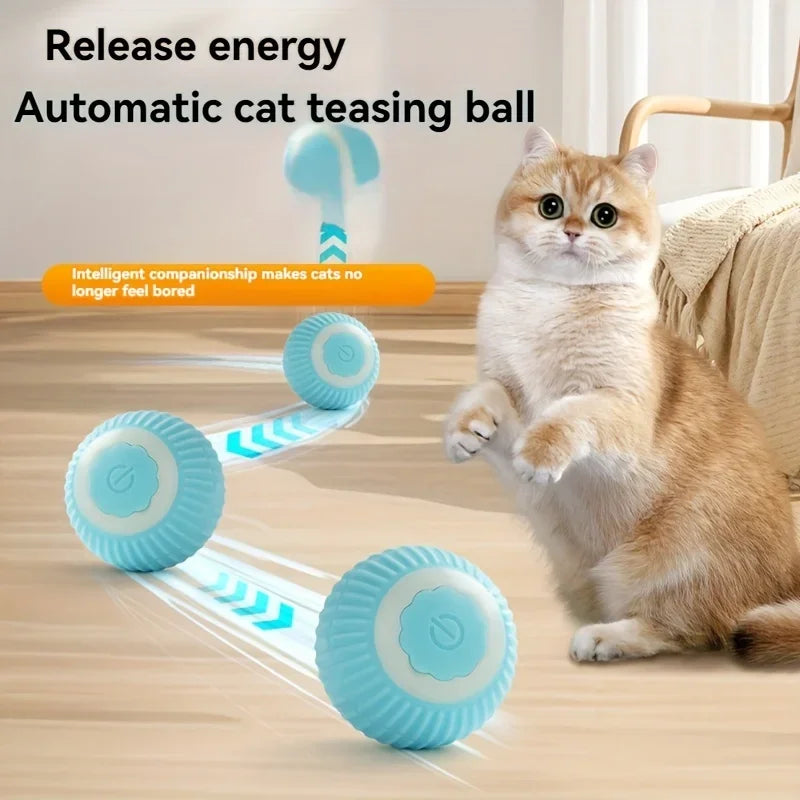 Cat Interactive Ball Toy Automatic Rolling Ball Faux Tail Rechargeable Pet Electric Toy Dog Cat Training Imitate Mouse Products Oasis Select