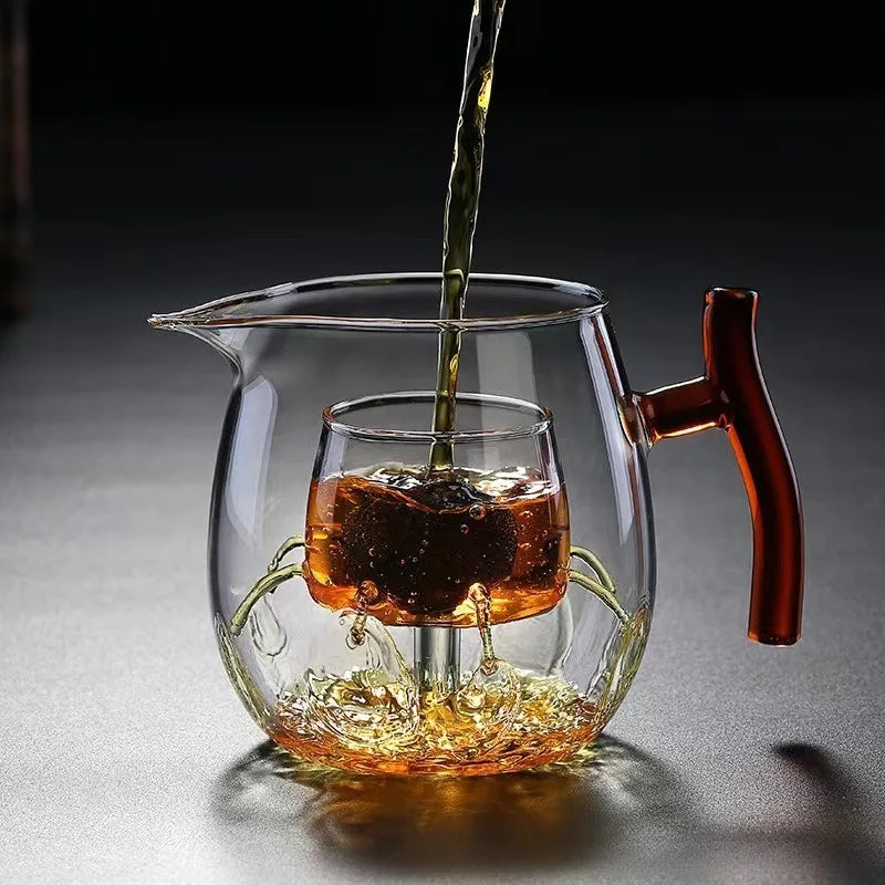 Tea Pot High Borosilicate Glass Teapot with Tea Pitcher Heat Resistant Clear Tea Maker & Warmer Set for Home Oasis Select