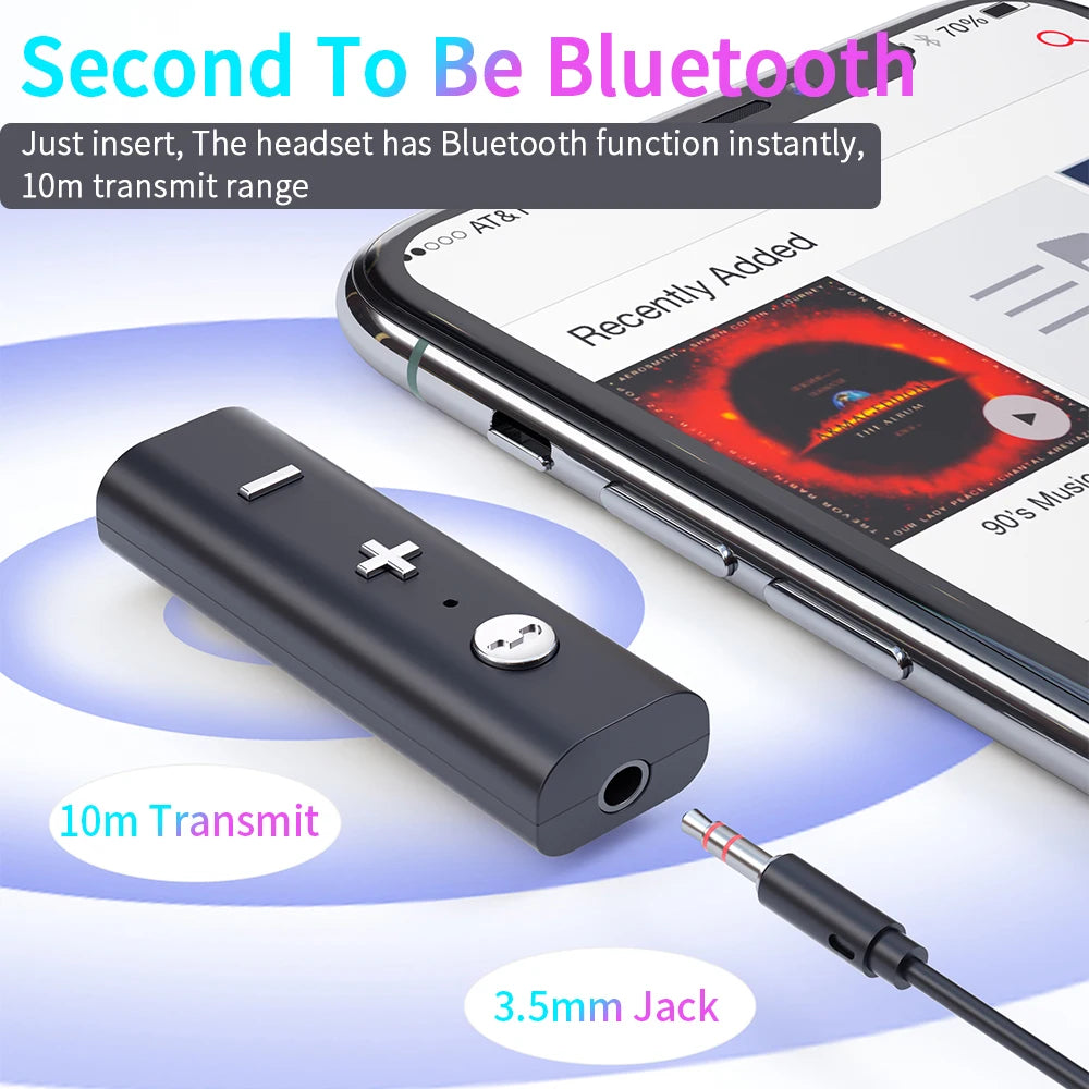 Bluetooth Audio Receiver 3.5mm AUX Stereo Music Wireless Adapter With HD Mic HandsFree Calling For Car Kit Spearker Headphones Oasis Select