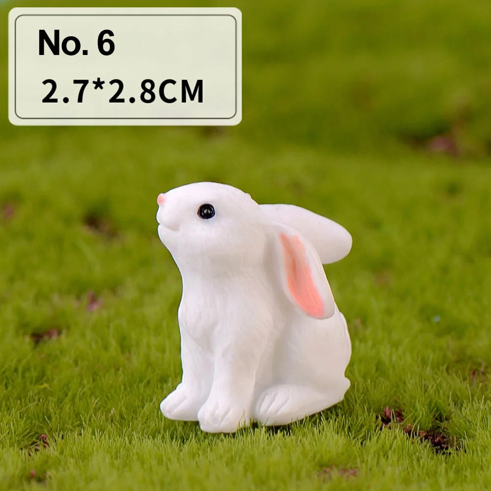 Fairy Garden Micro Landscape Resin Bunny Statue Miniature Rabbit Figurine Dollhouse Ornament White Hare Mini Animal Oasis Select No. 6