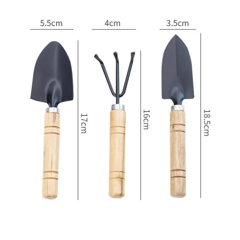 3-Piece Mini Garden Tool Set – Trowel, Shovel & Rake