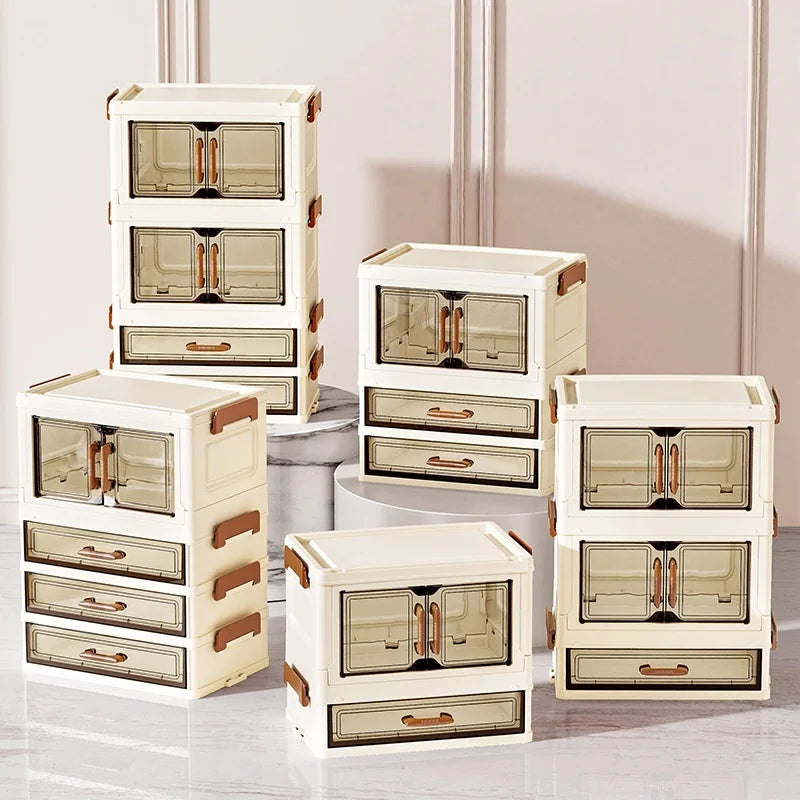 30/40cm Width, Foldable Desktop Organizer Multi-Layer Options,Cream Style Design,Perfect for Cosmetics，Stationery，Storage Box Oasis Select