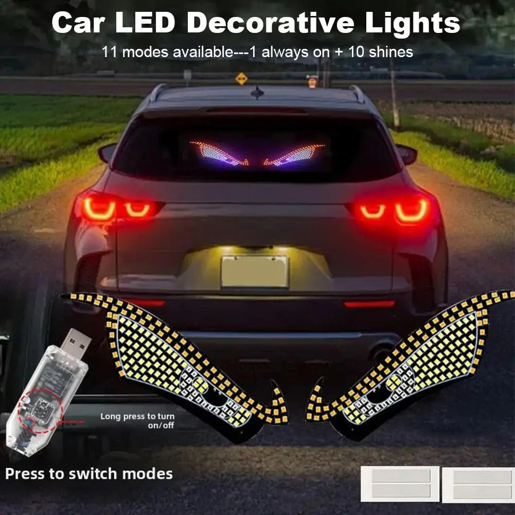 Car LED Devil Eyes Light Decorative Lights USB Warning Lights Dynamic Demon Eye Lights Atmosphere Light Auto Accessories Oasis Select