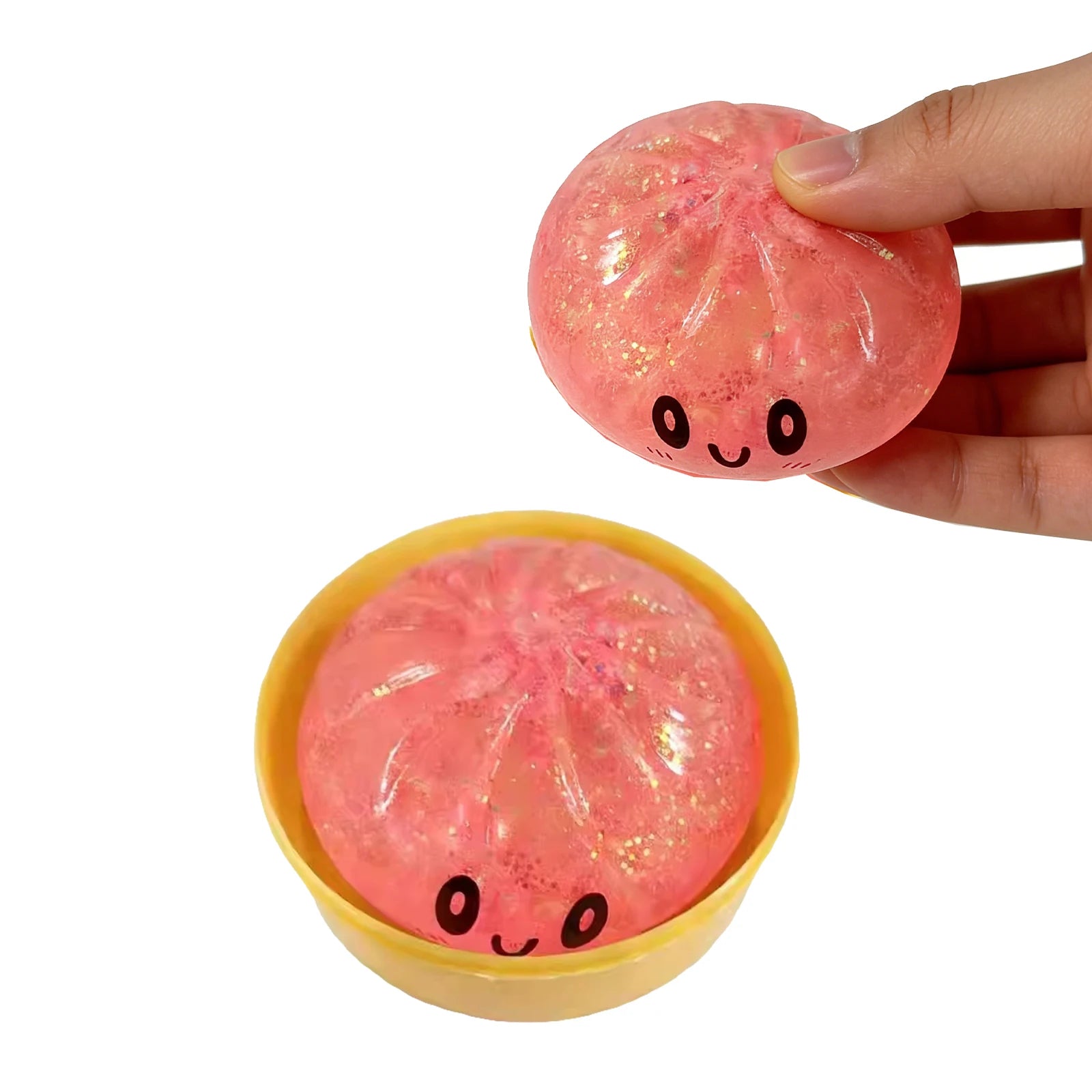 Glitter Squishy Dumpling Stress Relief Toy – Cute Pink Squeeze Squishy Stress Toy Oasis Select Cherry Blossom Pink