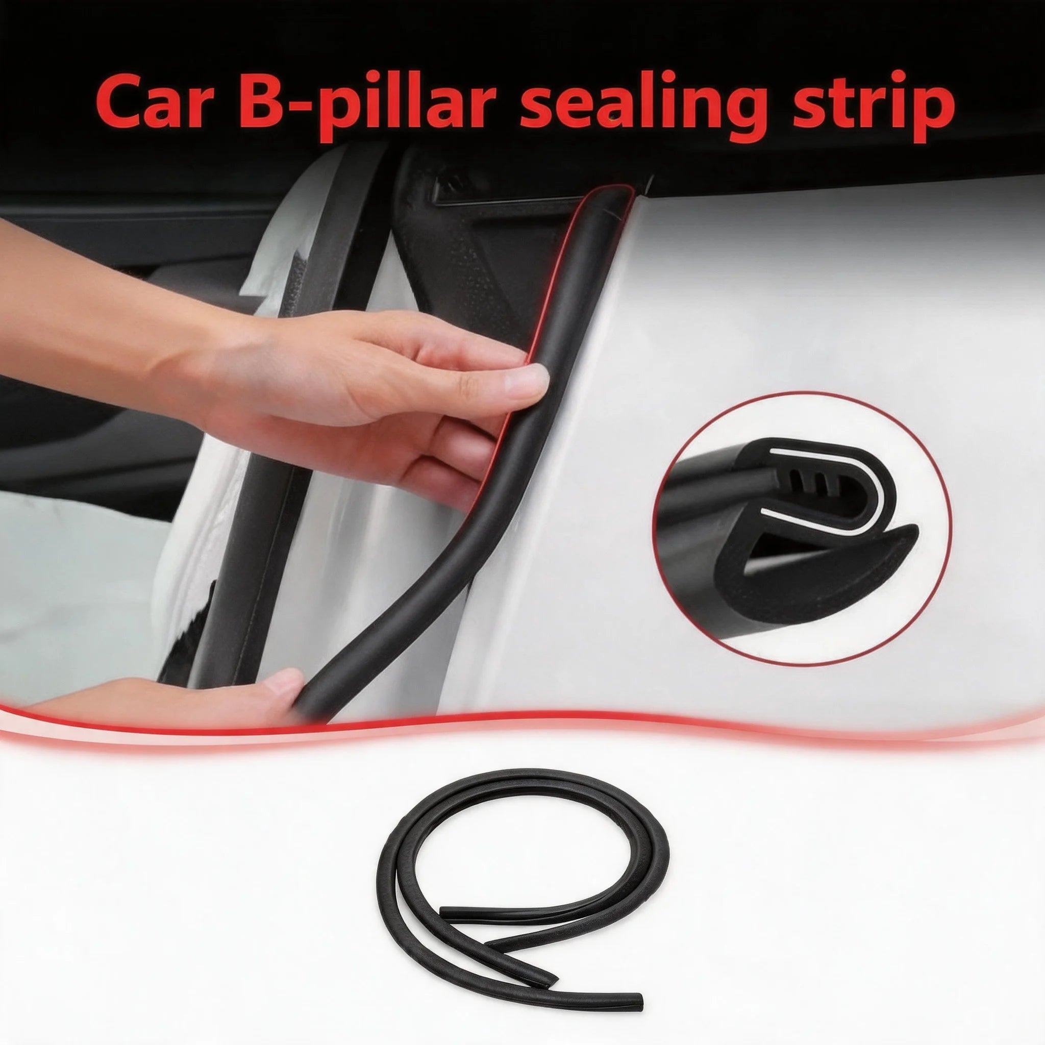 Sound Insulation Sealing Strips 2pcs Car B-pillar Sealing Strip with Steel Bar Car Door Edge Seal Strip Car Rubber Weatherstrip Oasis Select