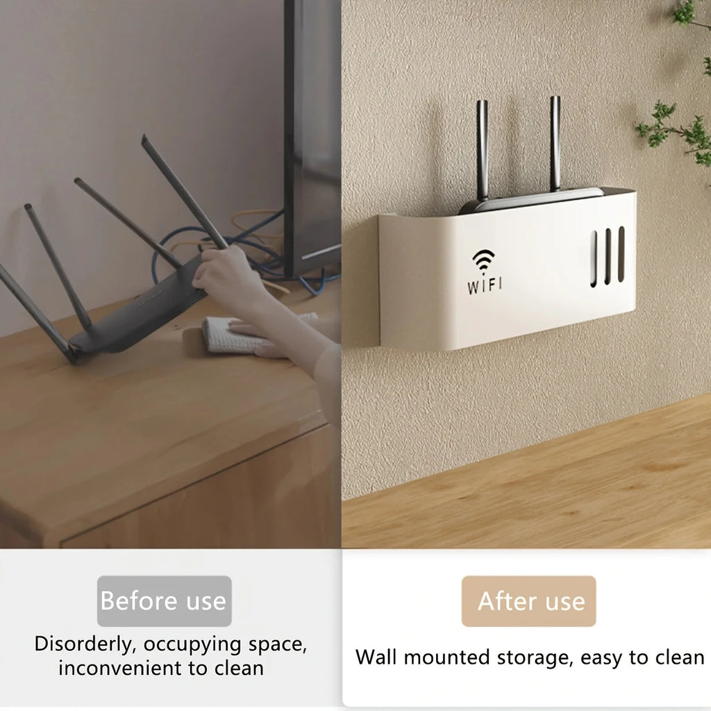Plastic storage box for 1pc WIFI router, wall mounted without drilling, suitable for walls and desktops Oasis Select