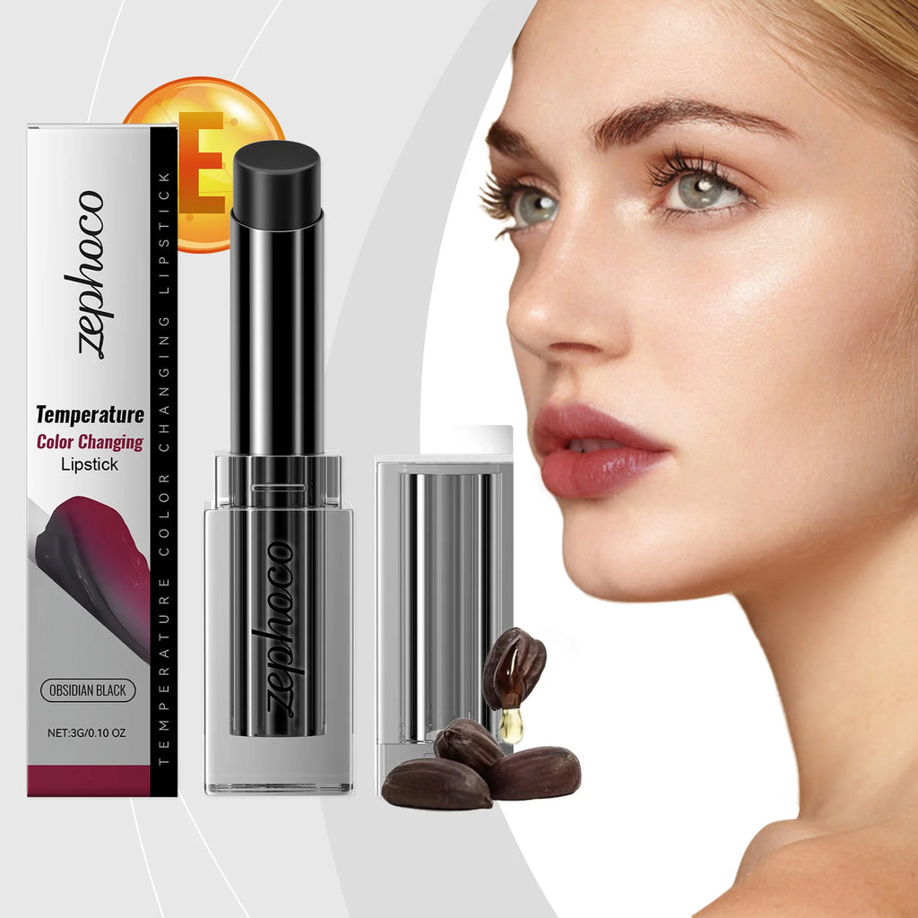 Obsidian Thermochromic Lipstick – Moisturizing Color-Change Lip Balm Thermochromic Lipstick Oasis Select