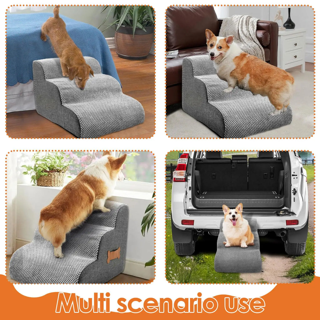 Ladder Dogs Pets Bone Handle Puppys Stairs Beside Sofa Bed Ramp for Dogs Protecting Pets Joint Safety Stairs for Elderly Dogs Oasis Select