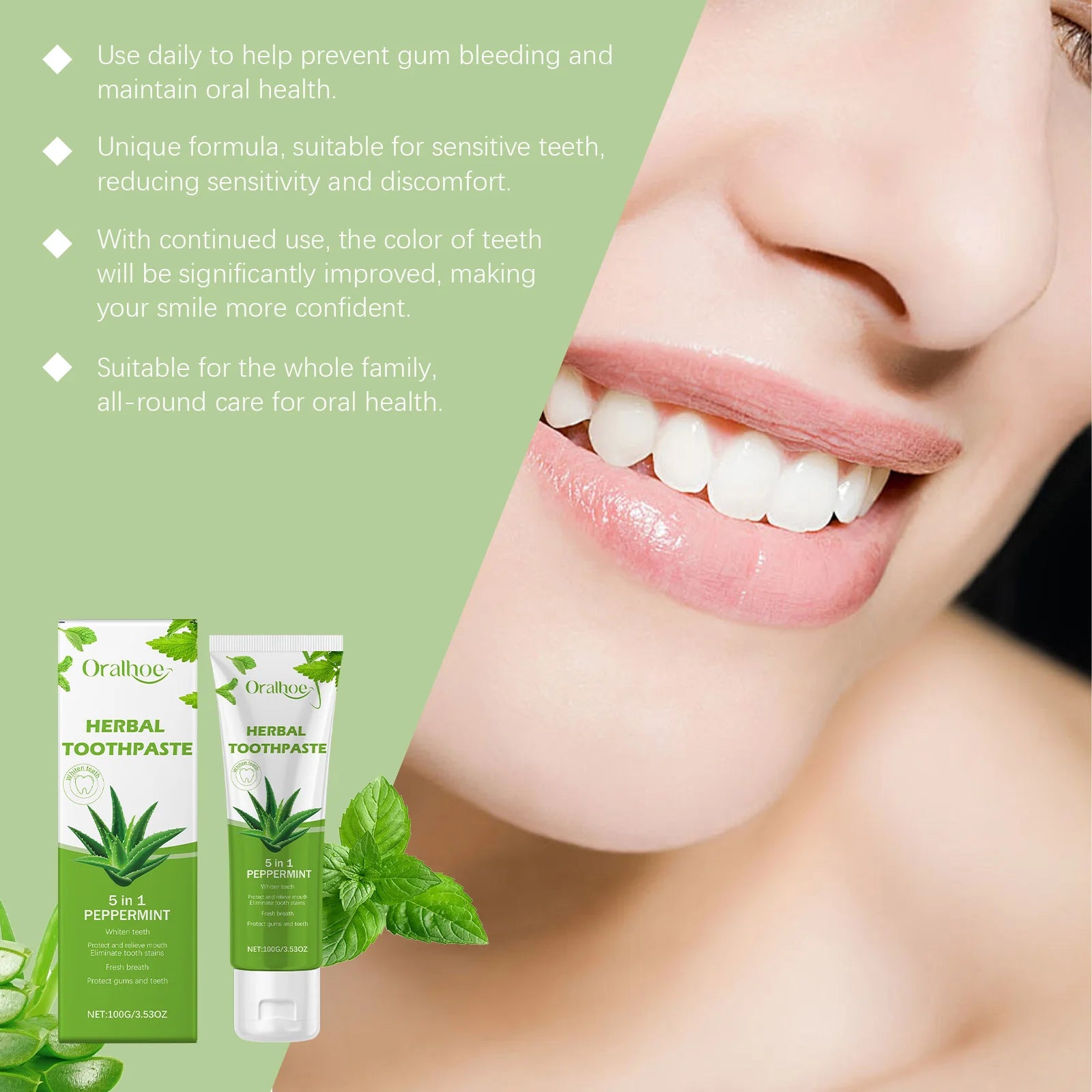 Aloe Vera Toothpaste For Gentle Teeth Cleaning - Remove Odor & Stains, Brighten Smile, Enamel Protection Formula Oasis Select