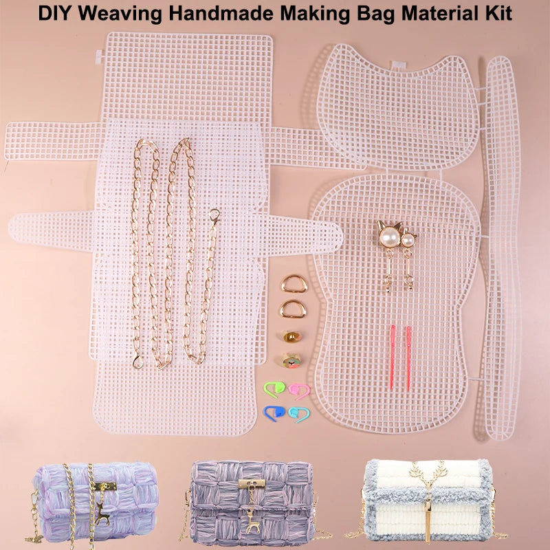 1 Set Auxiliary Knitting Plastic Mesh Kit DIY Craft Bag Knitting Materials Handbag Shoulder Bag Mesh Cover Bag Bag Accessories Oasis Select