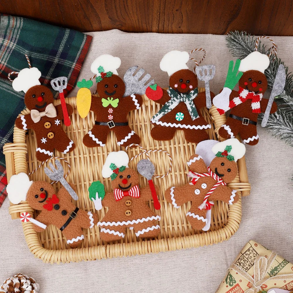 Plush Gingerbread Man Christmas Ornament Pendant | Chef
