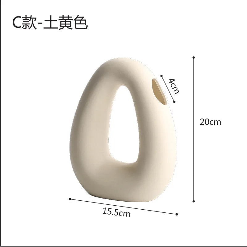 Nordic Geometric Creative Art Plain Germ Dried Flower Ceramic Vase Homestays Vases Oasis Select F