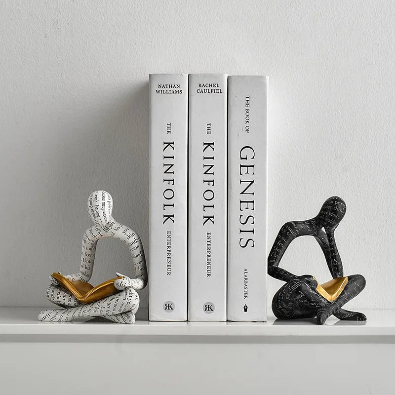 Reading Woman Statue Resin Abstract Thinker Desktop Sculptures Home Room Bedroom Figurine Livingroom Ornaments Decoration Oasis Select