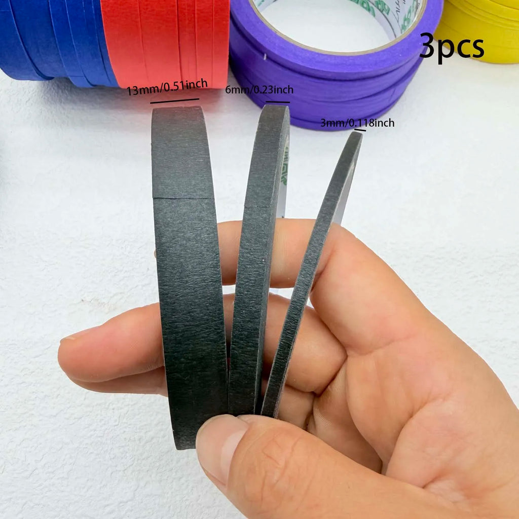 3/6 Rolls 3size Colorful Paper Masking Painters Tapes Painting Labeling Arts Crafts,Removal for Crafts, Labeling,DIY Decorative Oasis Select 3pcs black
