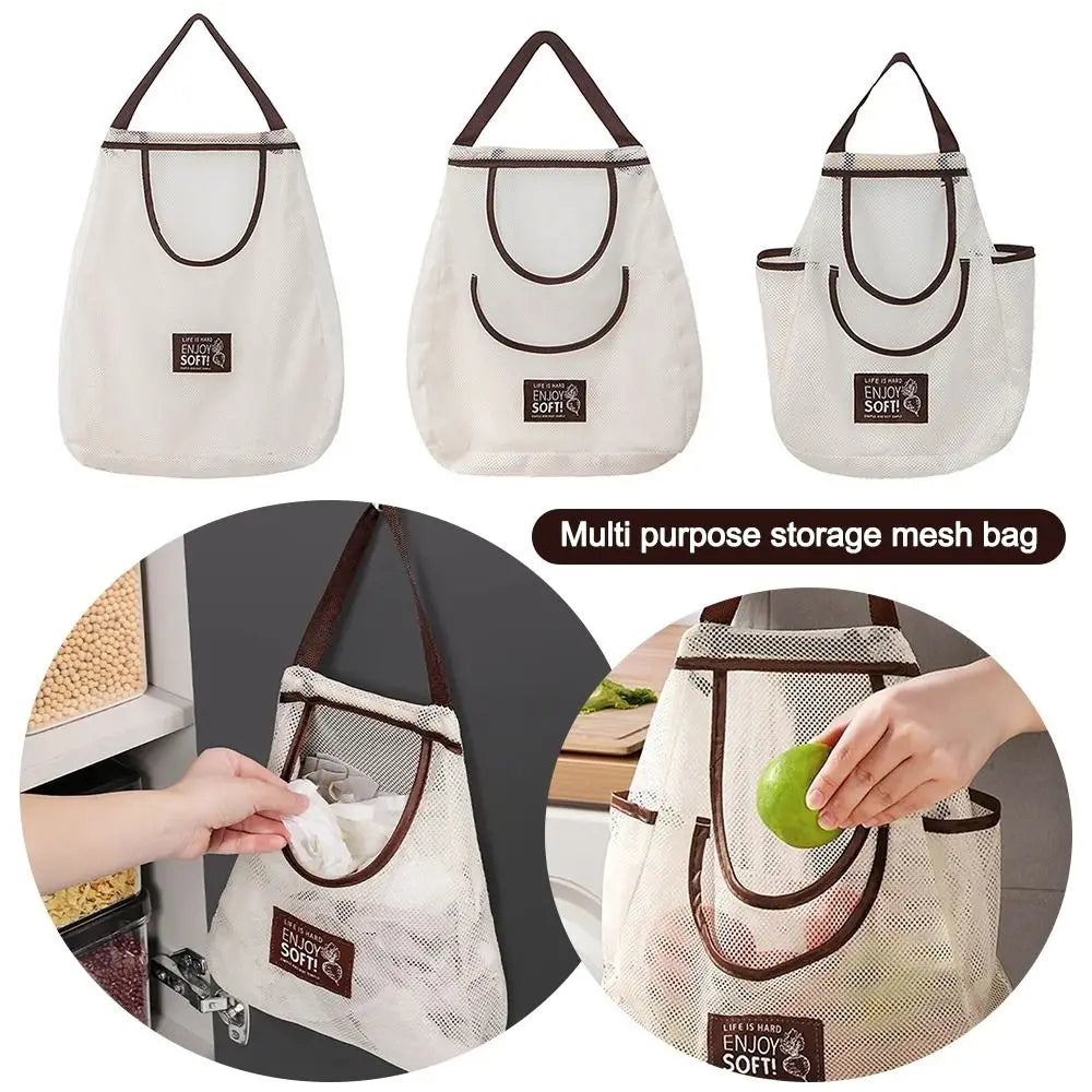 Large Mesh Hanging Storage Bag – Kitchen & Home Organizer