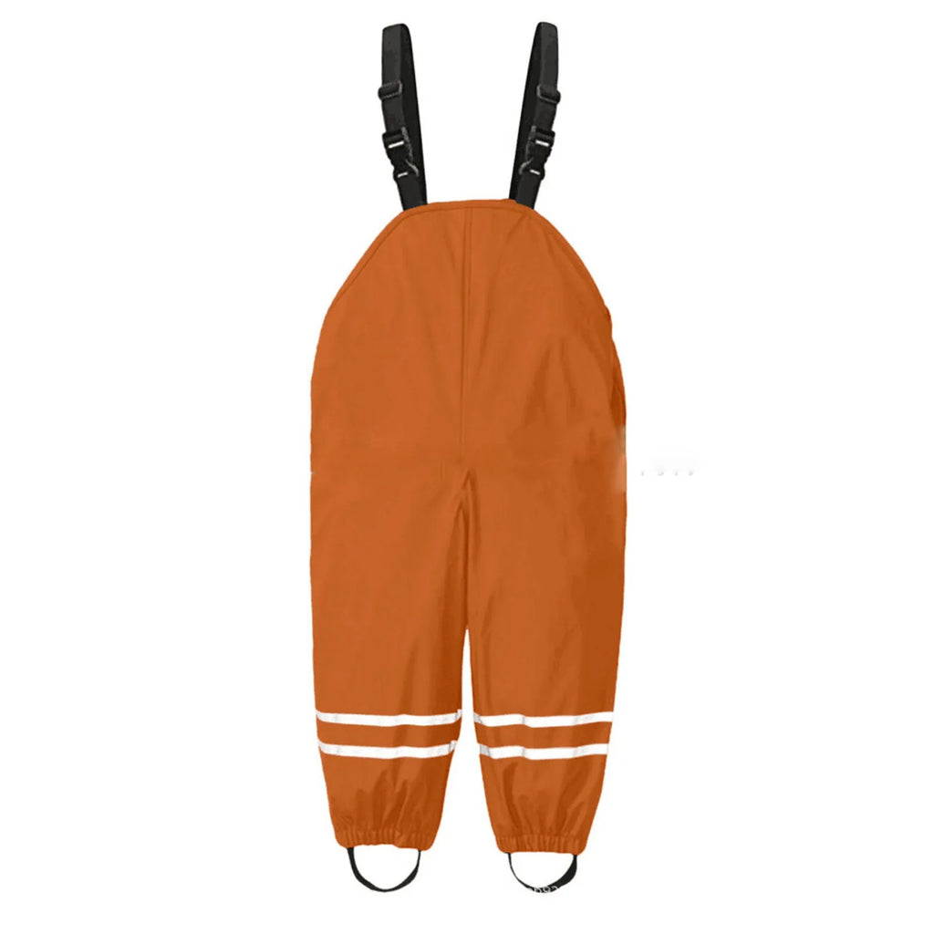 Toddler Kids Boys Girls Rain Dungarees Windproof Waterproof Mud Jumpsuit Clothes One piece rain pants waterproof and breathable Oasis Select Orange XL