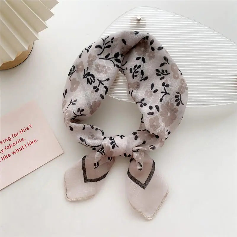 58cm Cotton Linen Handkerchief Print Square Neck Scarf Women Small Shawls Hair Scarfs Female Bag Scarves Head Scarf Oasis Select 07