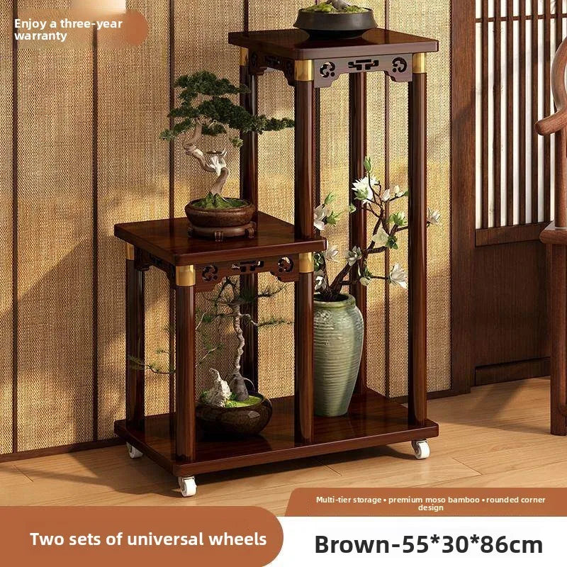 Flower table household living room multi-layer shelf entry door fish tank placed balcony outdoor movable plant flower pot rack Oasis Select Double Combination C