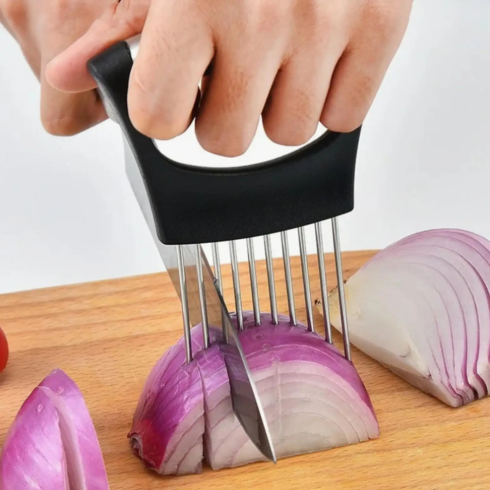 Onion Slicer stainless steel potato chip onion holder Tomato Onion Slicer Holder Vegetables Cutting Fork Kitchen Gadgets Oasis Select