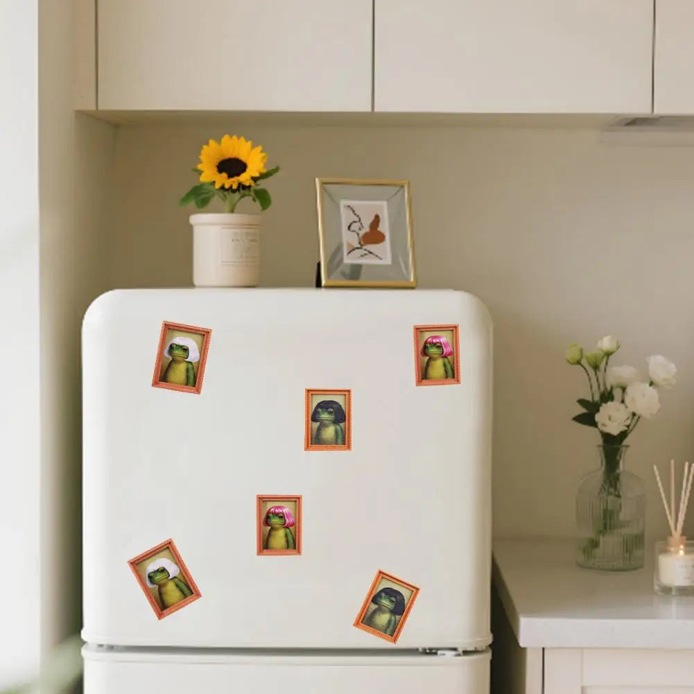 Wooden Frog Fridge Magnet Photo Frame | Funny Quirky Decor