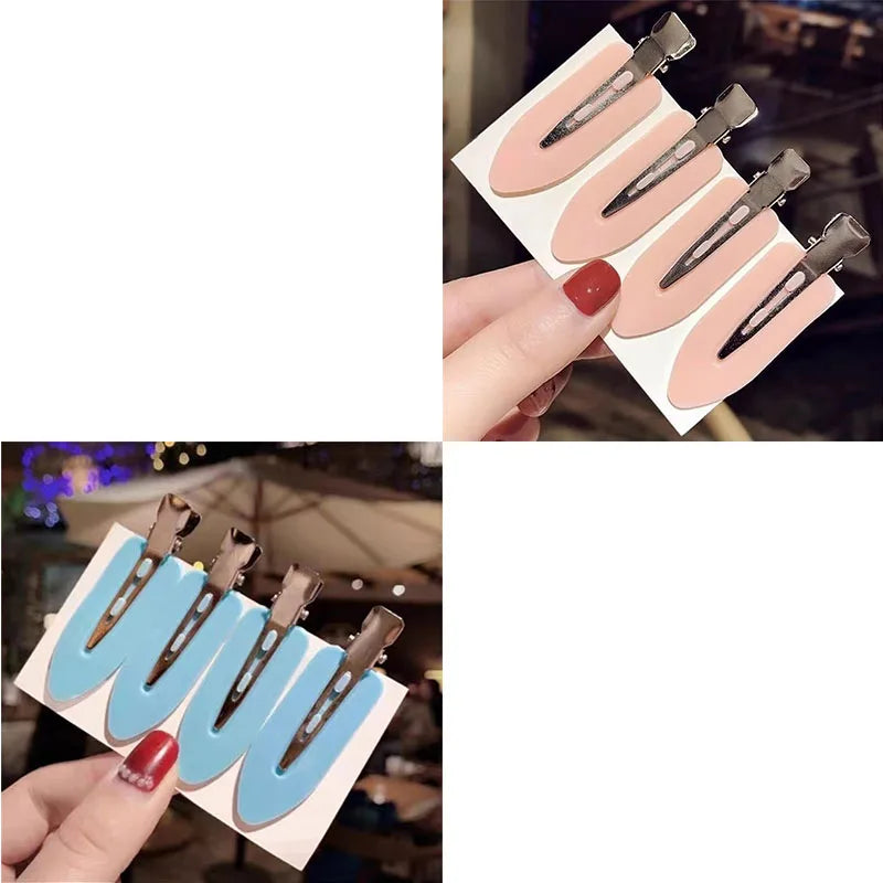 4/8/12pcs No Bend Seamless Hair Clips Side Bangs Barrette Makeup Washing Face Accessories Women Girls Styling Hairpins Oasis Select pink4-blue4