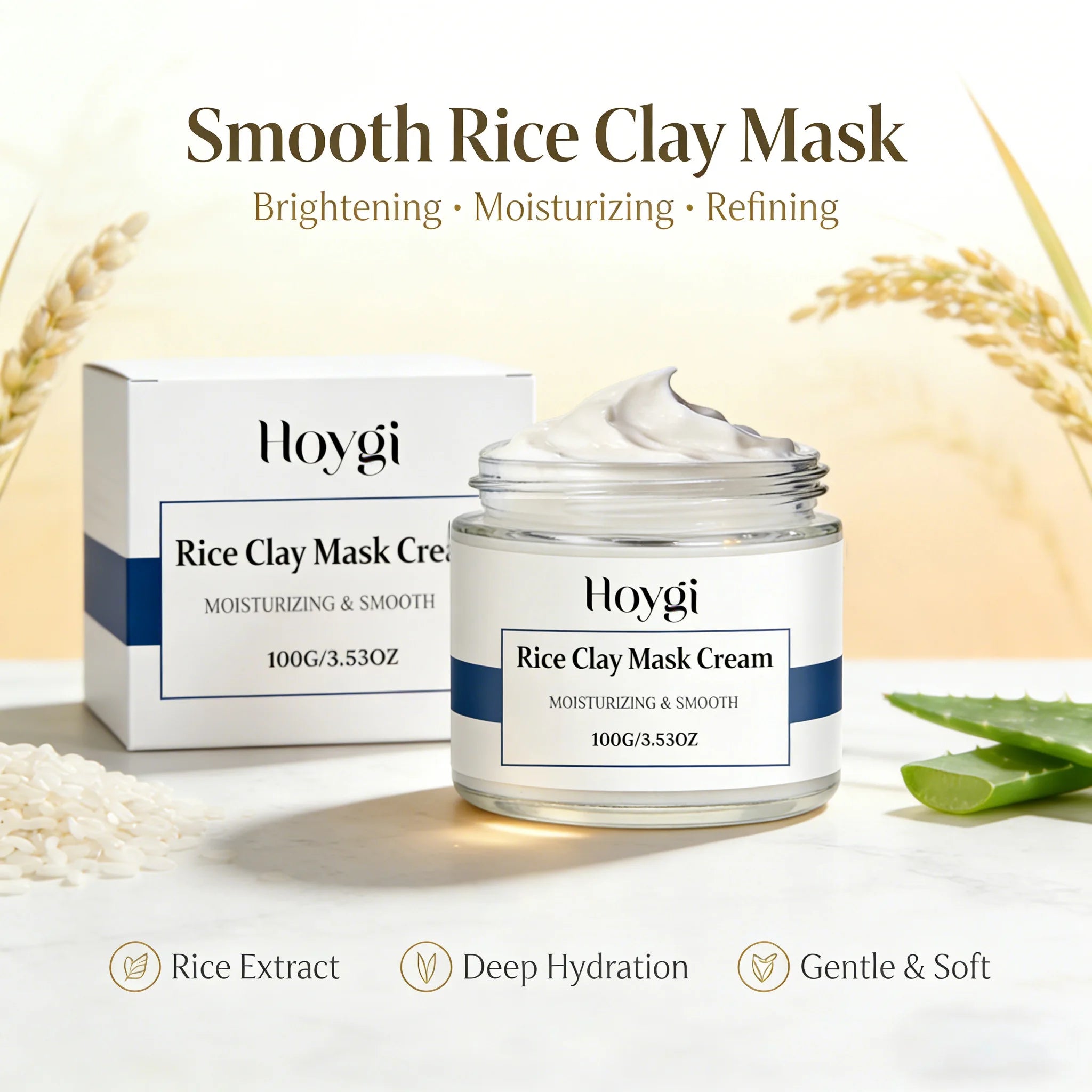 Hoygi Rice Clay Mask – Brightening, Pore Cleansing & Hydrating Clay Face Mask Oasis Select