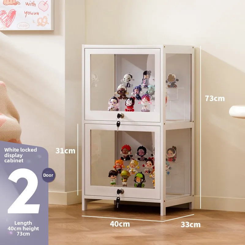 Figure Cabinet Transparent Lego Display Cabinet with Lock Household Blind Box Ornament Accessories Millet Storage Secondary Oasis Select Two doors 40 long