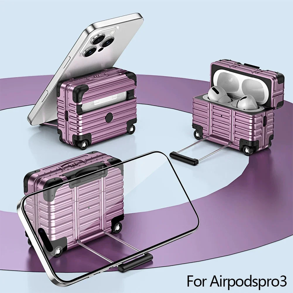 Mini Suitcase AirPods Case – Drop-Proof PC & TPU Cover