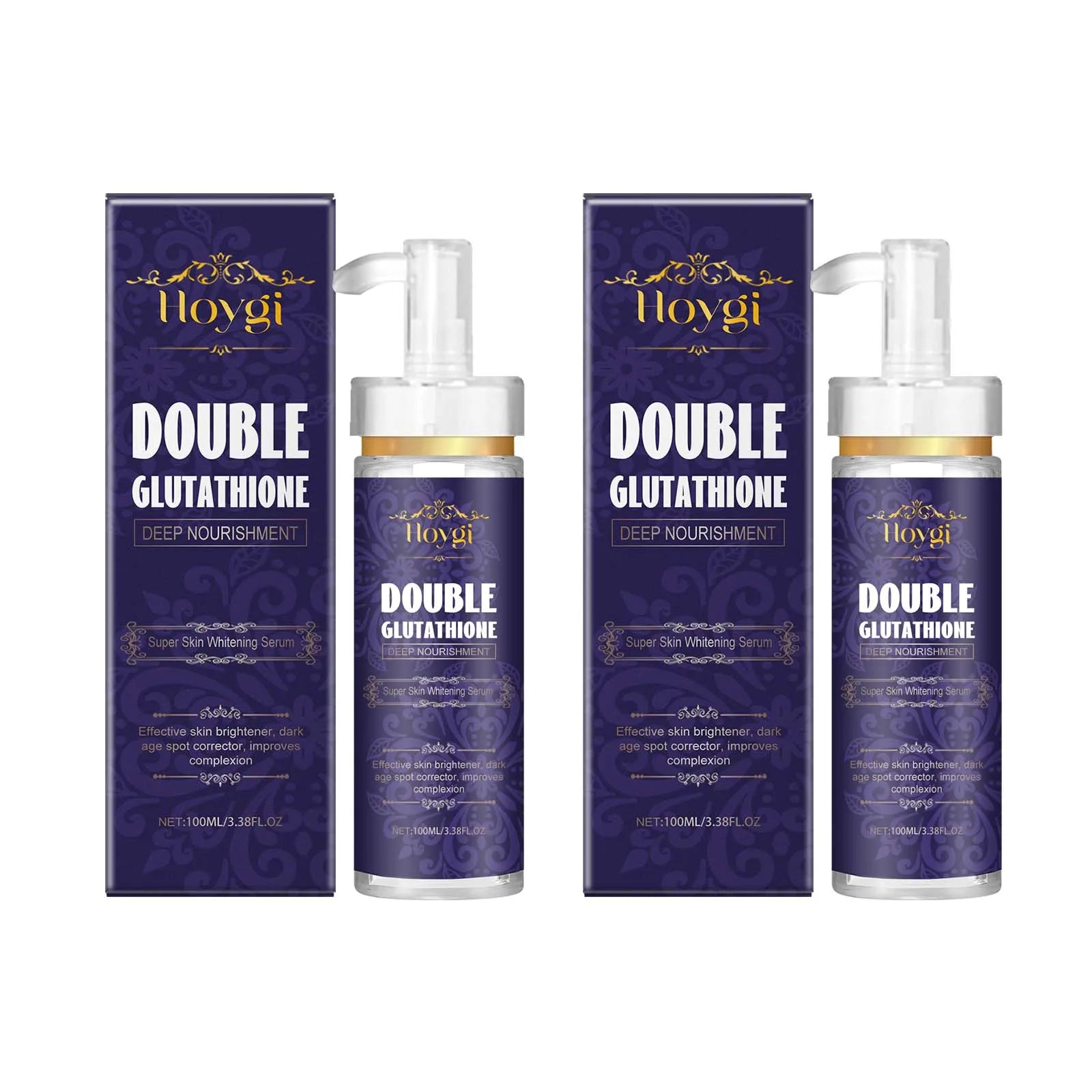 Hoygi Double Glutathione Serum – Brighten & Fade Dark Spots Face Brightening Serum Oasis Select 2 x 100ml Boxed