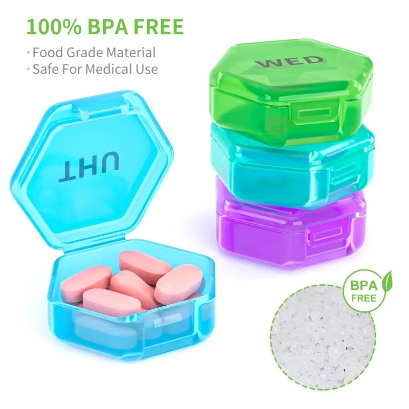 Weekly Pill Organizer 7 Day Small Pill Box Portable Travel Pill Container Daily Storage Box for Cod Liver Oil Supplements Oasis Select