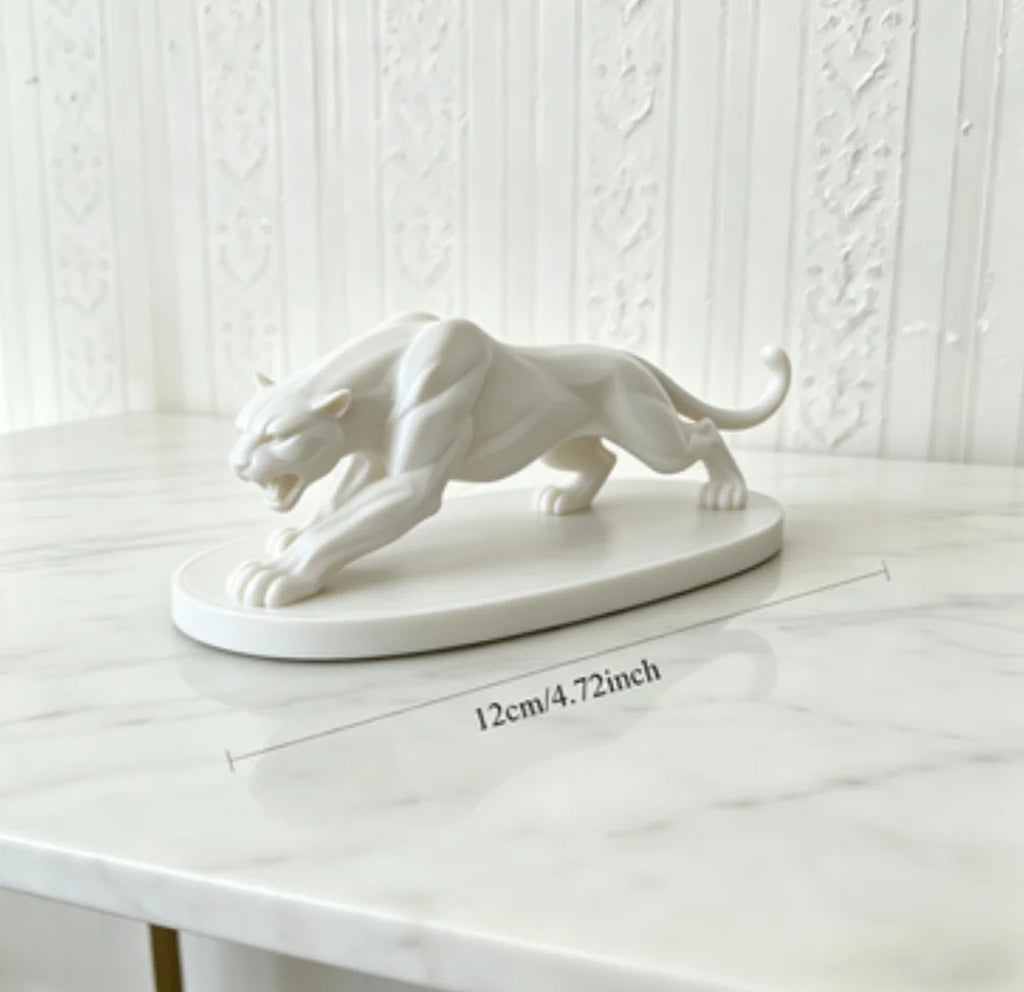 In-vehicle Panther Figurine Modern Animal Statue Elegant Wildlife Sculpture for Home Office Living Room Desktop Shelf Decor Gift Oasis Select Leopard in white
