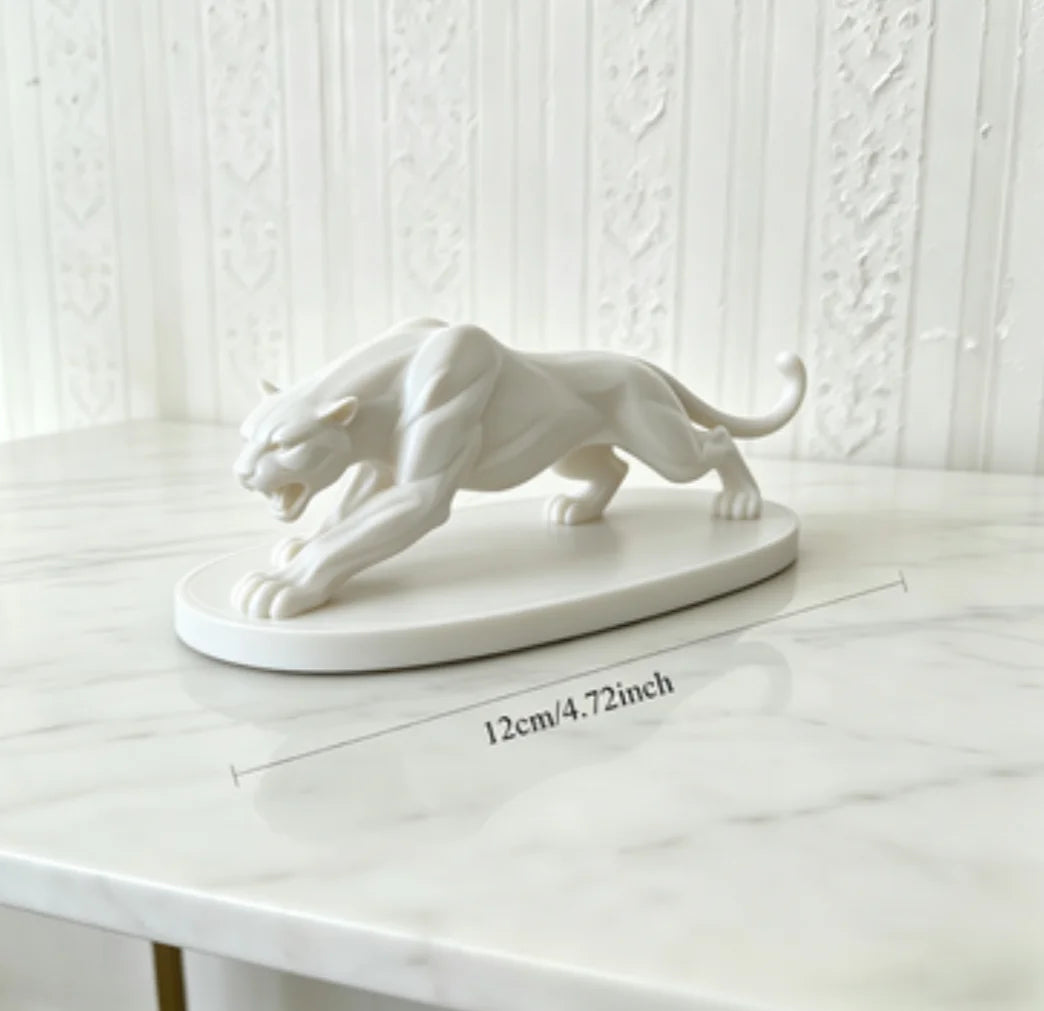 In-vehicle Panther Figurine Modern Animal Statue Elegant Wildlife Sculpture for Home Office Living Room Desktop Shelf Decor Gift Oasis Select Leopard in white