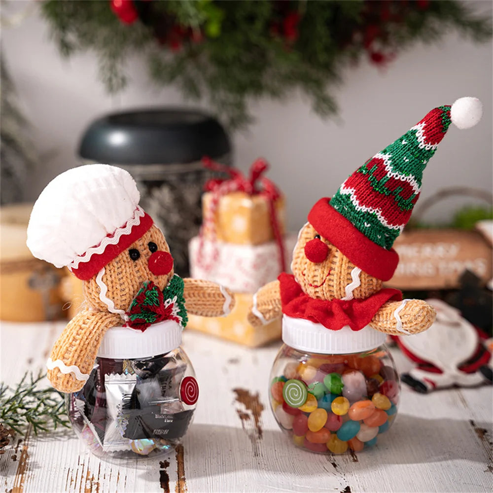Christmas Candy Gift Box Cookies Snack Transparent Storage Jar Gingerbread Man Food Container Kids New Year Decoration Bottle Oasis Select