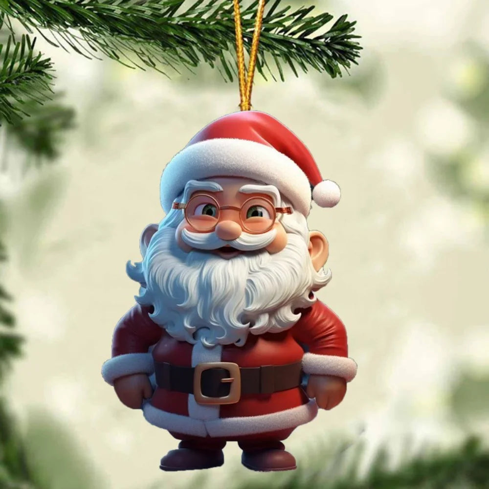 2D Santa Claus Acrylic Christmas Tree Hanging Ornament | 8cm